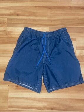 GAP Men’s Navy Swim Trunks with Bright Blue Drawstring
